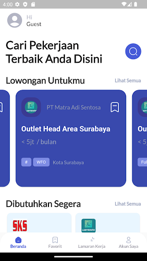 Android application Satu Kerja screenshort