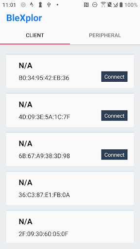 Android application BleXplor screenshort