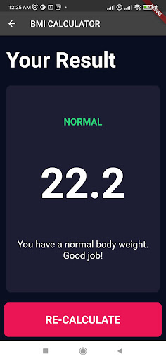 Slim BMI Calculator Screen 2