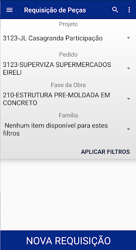 Android application Requisição de Peças screenshort