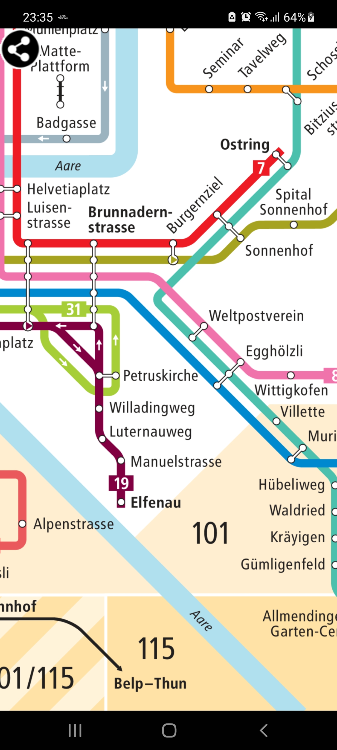 Android application Bern Metro Map screenshort
