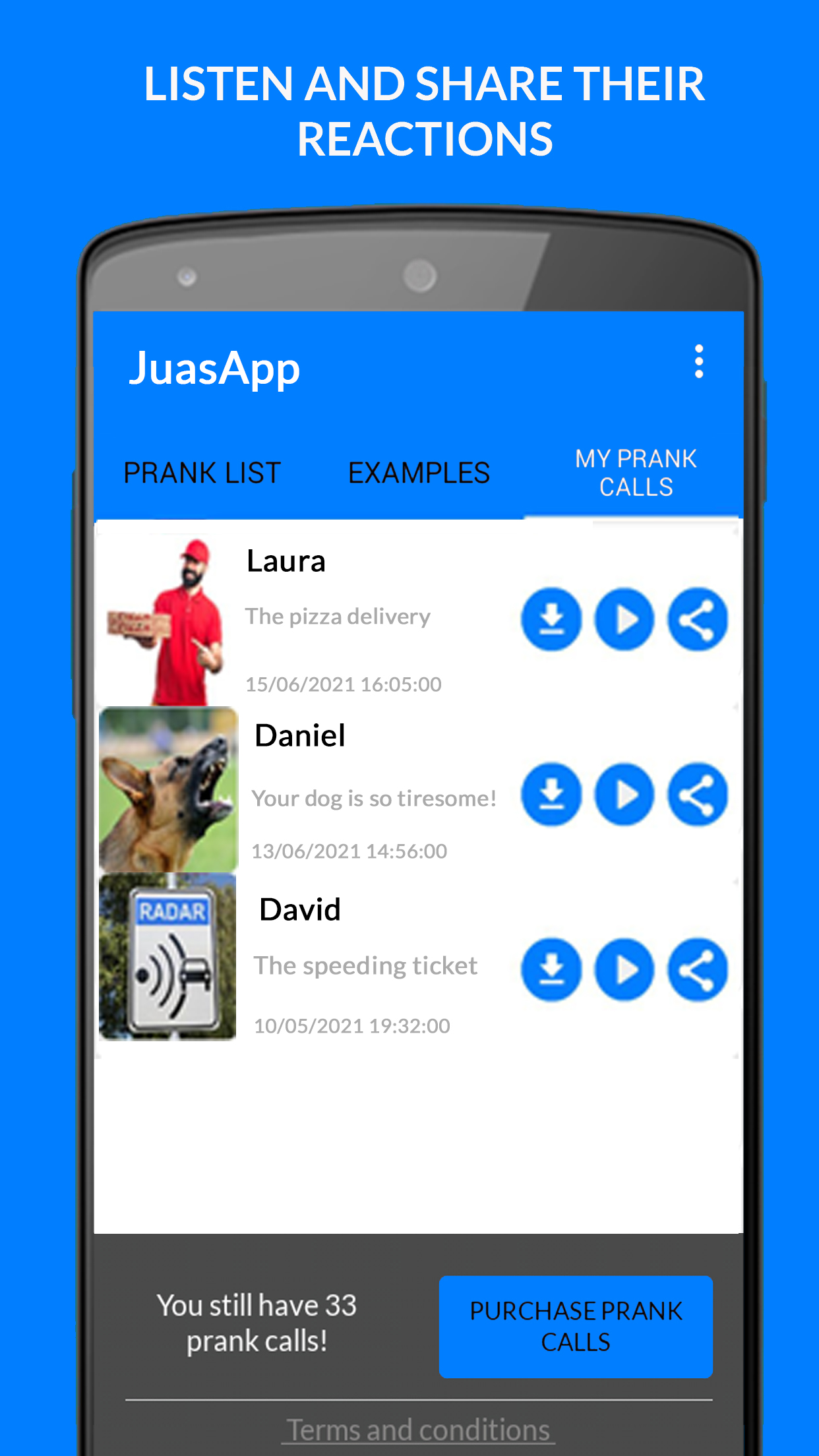 Android application JuasApp - Prank Calls screenshort