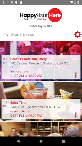 Android application HappyHourHere screenshort