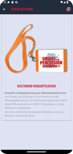 Drums and Percussion Event-App Screen 3