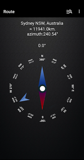 Android application Route (compass) screenshort