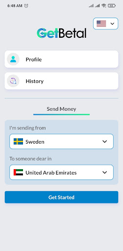 Android application GetBetal - Money Transfer screenshort