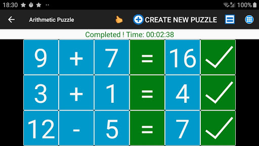 Android application Simple Arithmetic Puzzle screenshort