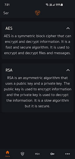 Android application Ser - Cryptography tool screenshort