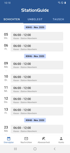 Android application StationGuide Mitarbeiter-App screenshort