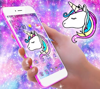 Tema Galaxy Unicorn Shiny Glitter Screenshot