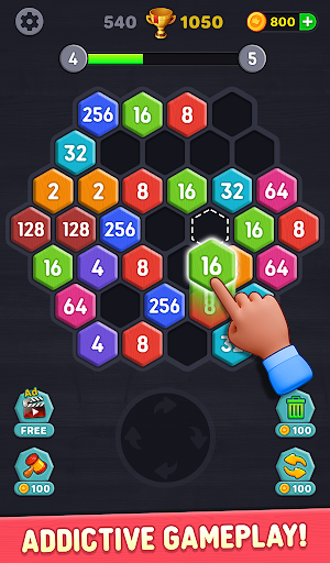Android application Merge Hexa Puzzle 3D 2048 Game screenshort