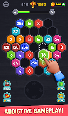 Merge Hexa Puzzle 3D 2048 Game - Screenshot 1
