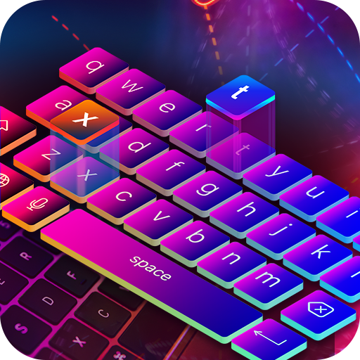 Neon Led Keyboard Photo, Emoji logo