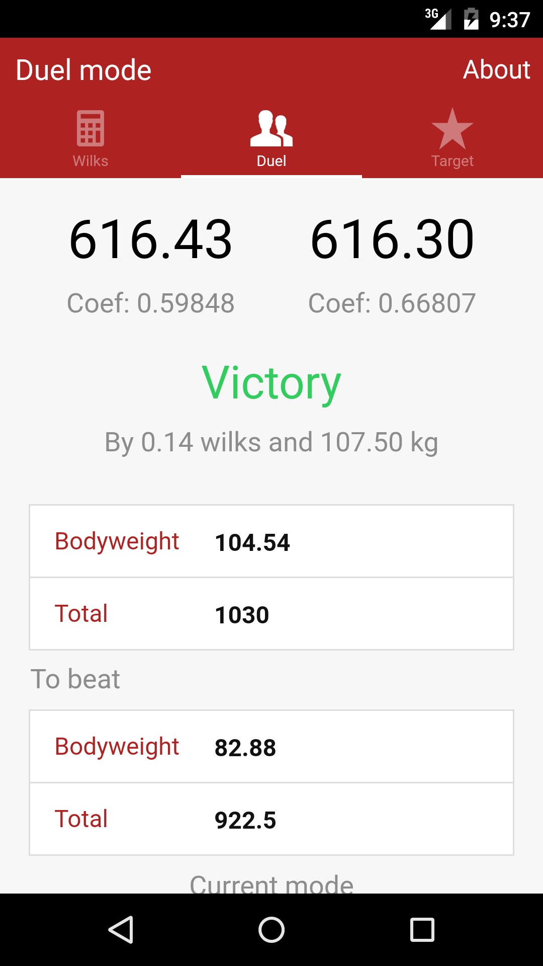 Android application Wilks Calculator Powerlifting screenshort