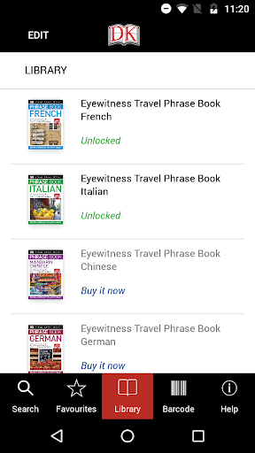 Screenshot of Eyewitness Travel Phrase Book