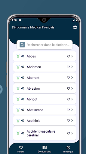 Android application Dictionnaire Médical Français screenshort