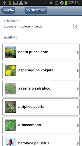 Android application Riconoscimento erbe infestanti screenshort