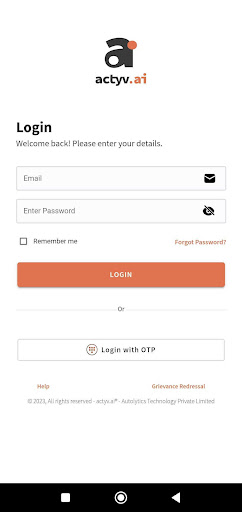 Android application actyv for Enterprise screenshort