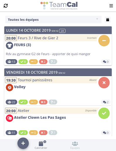 Android application TeamCal screenshort