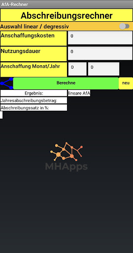 Android application AfA-Rechner screenshort