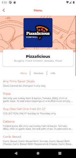 Android application Pizzalicious DL17 screenshort