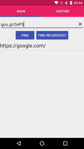 Android application Unshorten URL screenshort