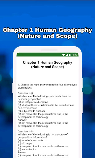 Screenshot of Class 12 Geography Notes & MCQ