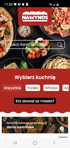 Android application NaWynos - jedzenie z dostawą screenshort