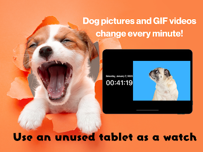 Dog Clock app.digital cute