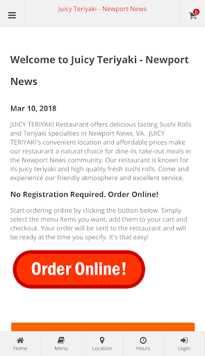 Android application Juicy Teriyaki Newport News screenshort