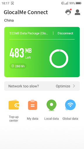 Android application GlocalMe Connect Service for A screenshort