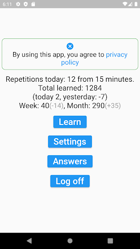 Android application Multiplication table screenshort