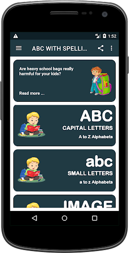Android application ABC With Spelling screenshort