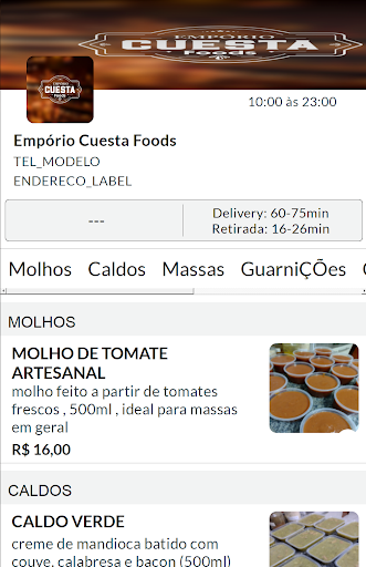 Android application Empório Cuesta Foods screenshort