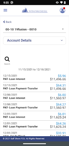 Gulf Shore FCU Mobile Banking Screen 3