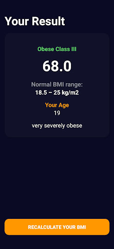 BMI Calculator Screen 2