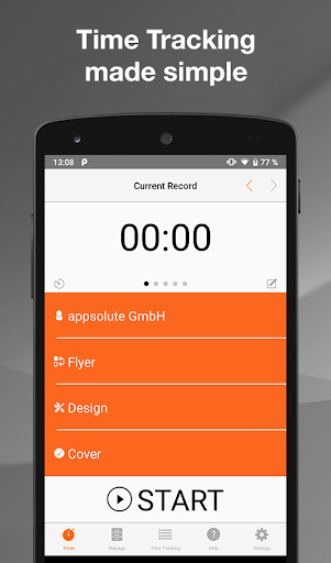 Android application timeEdition - Time Tracking screenshort
