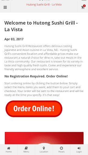 Android application Hutong Sushi & Grill La Vista screenshort