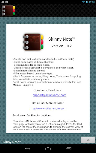 Android application SkinnyNote Notepad Lite screenshort