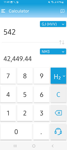 Android application IGC H₂-CO₂ Unit Conversion App screenshort