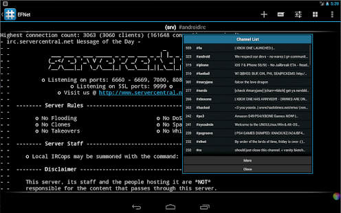 IRC for Android ™ Bildschirmfoto
