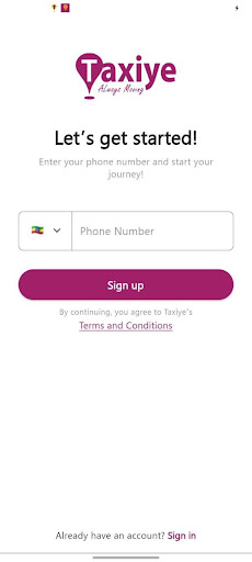 Android application Taxiye Passenger screenshort