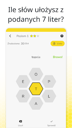 Android application Gra słowna 7-literowe pangramy screenshort
