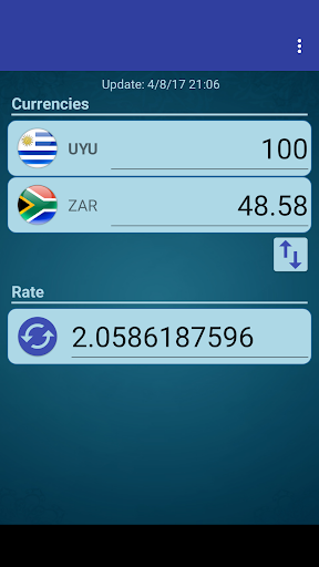 Android application UYU Peso x South African Rand screenshort