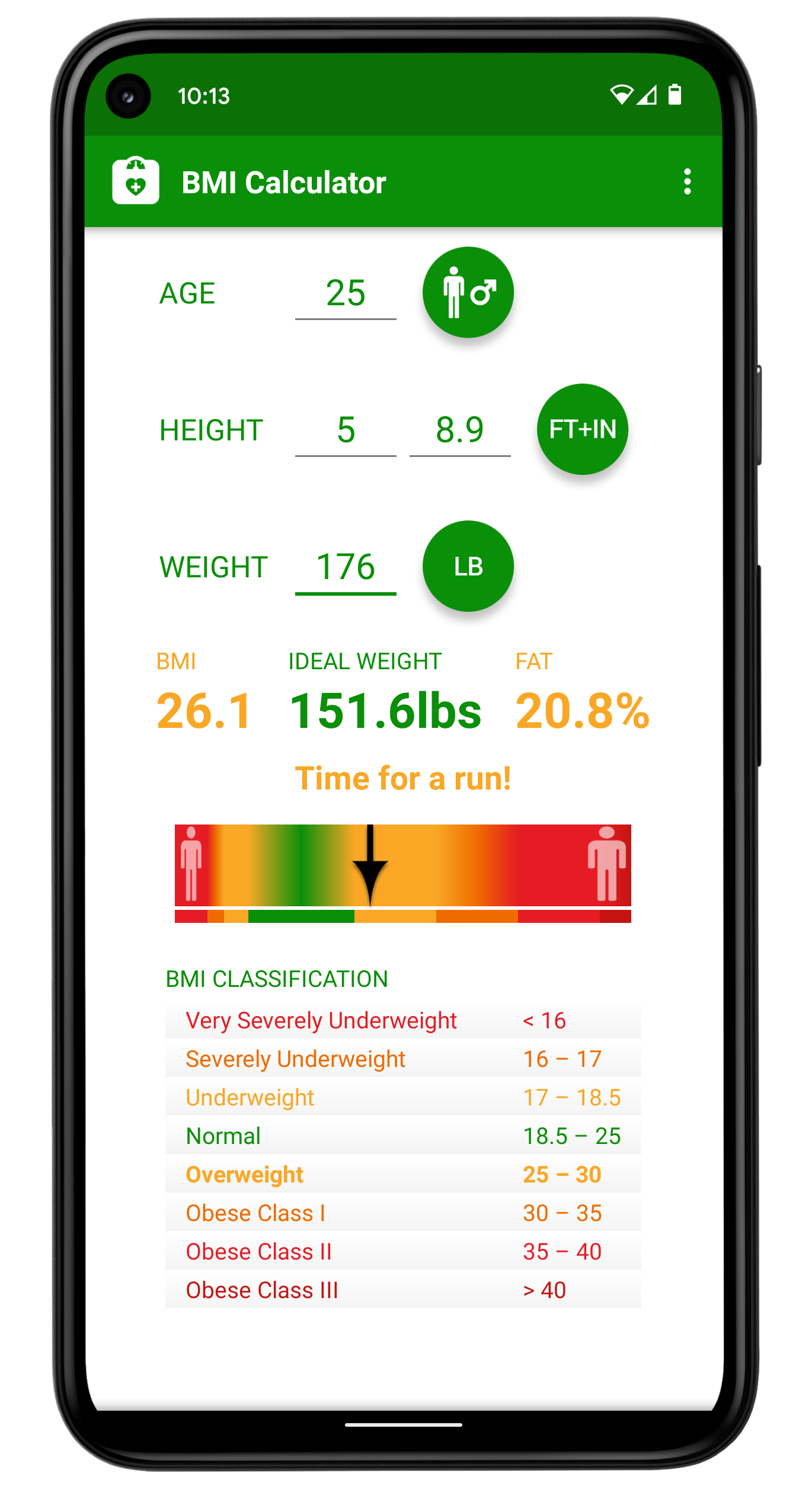 Android application BMI Calculator screenshort