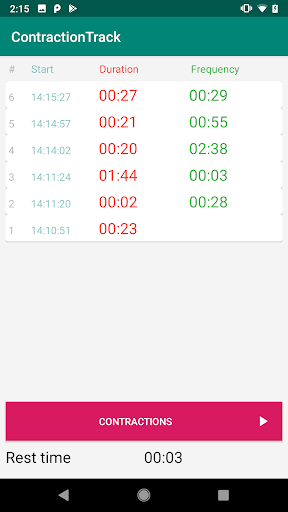 Contractions timer Screen 3