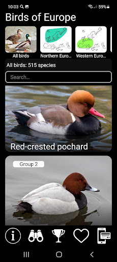 Android application Birds of Europe Field Guide screenshort