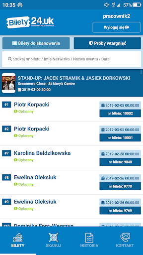 Android application Bilety24 - for the organizers screenshort