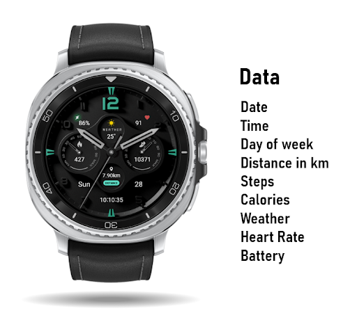 Circular Black Watch Face screenshot 2