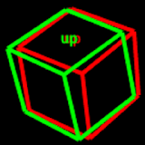 Anaglyph 3D cube icon